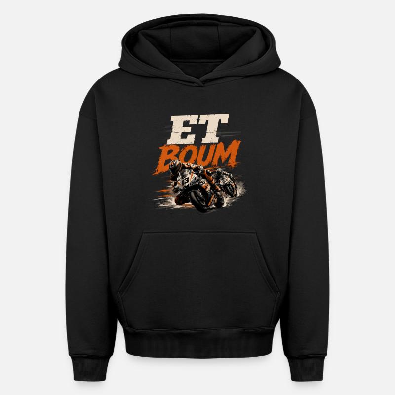 ET BOUM - Sweat à capuche unisexe oversize épais SPREAD - noir