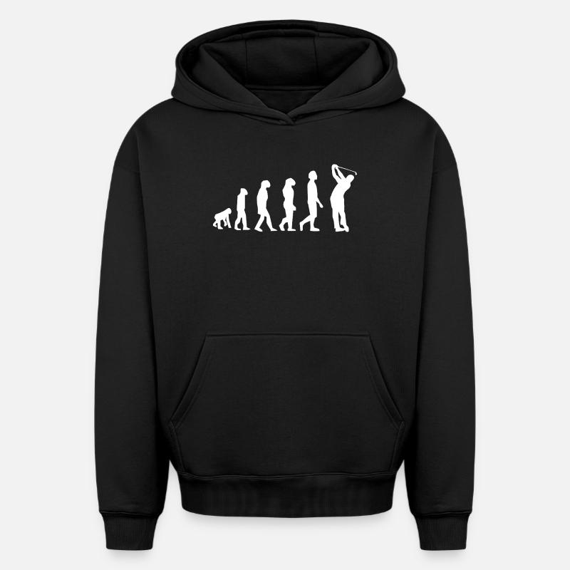 Évolution du swing de golf - Sweat à capuche unisexe oversize épais SPREAD - noir