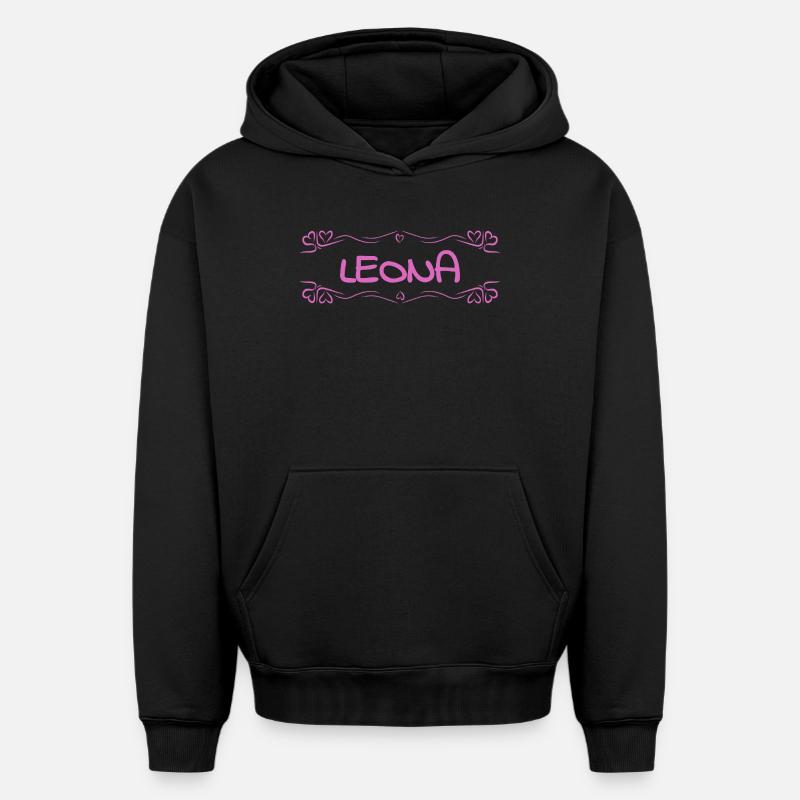 Hearts Leona - Sweat à capuche unisexe oversize épais SPREAD - noir