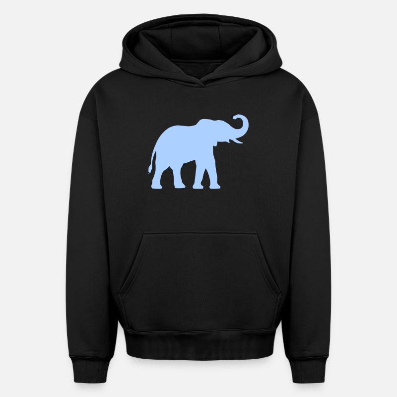 Contour de l’éléphant bleu - Sweat à capuche unisexe oversize épais SPREAD - noir