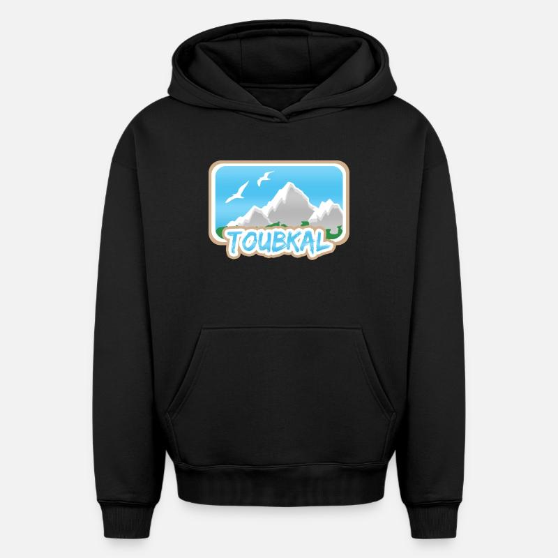 Toubkal - Sweat à capuche unisexe oversize épais SPREAD - noir