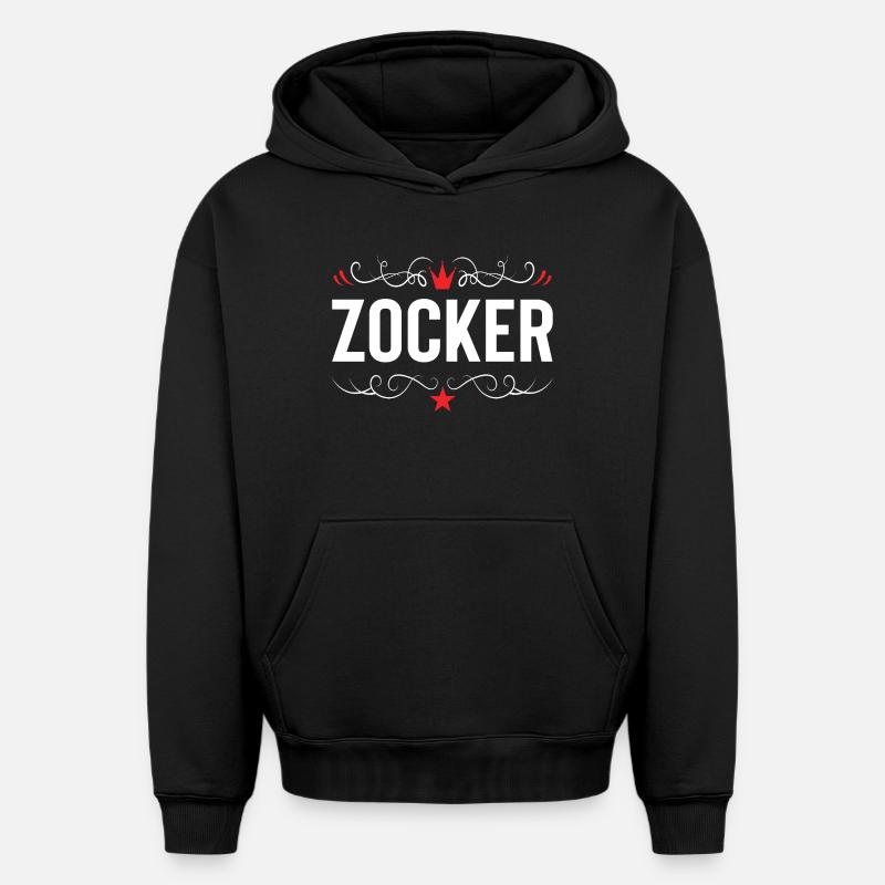 Zocker Gamer - Sweat à capuche unisexe oversize épais SPREAD - noir