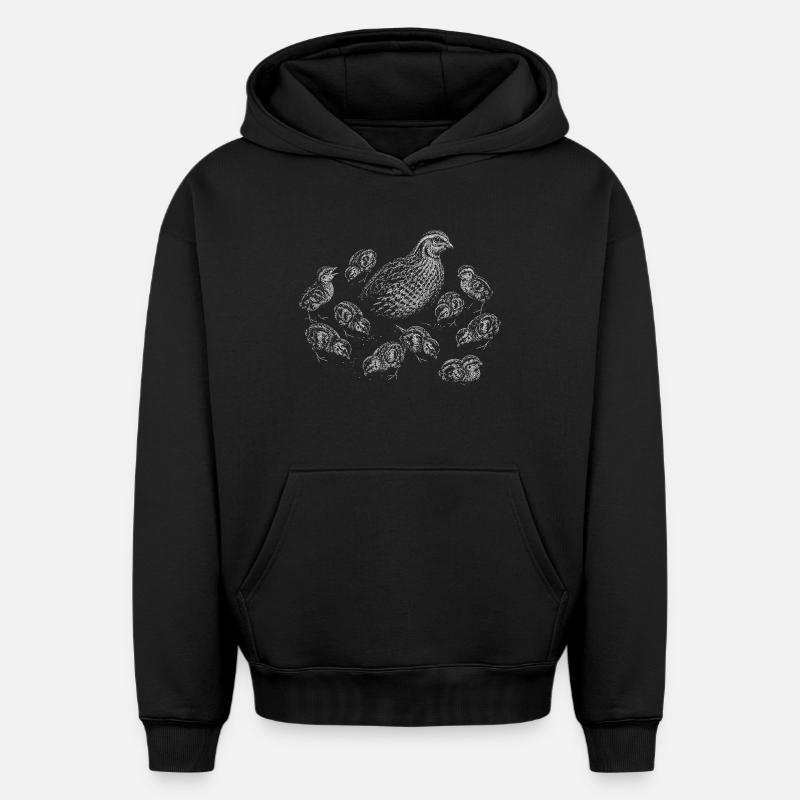 Caille - Sweat à capuche unisexe oversize épais SPREAD - noir