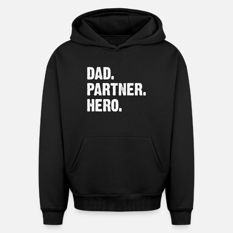 Père Partenaire Héros - Sweat à capuche unisexe oversize épais SPREAD - noir