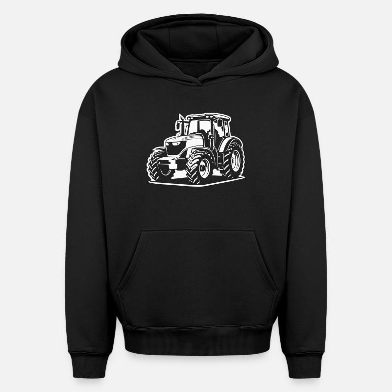 Tracteur / tracteur / tracteur (image différente) - Sweat à capuche unisexe oversize épais SPREAD - noir