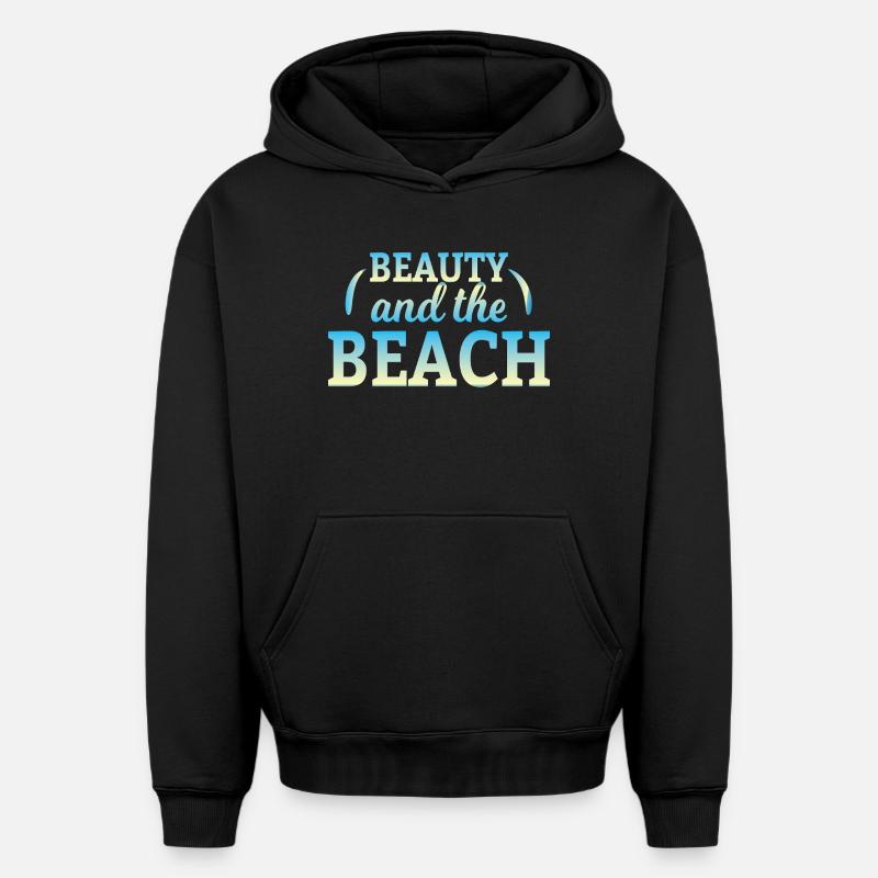 Beauté et plage - Sweat à capuche unisexe oversize épais SPREAD - noir