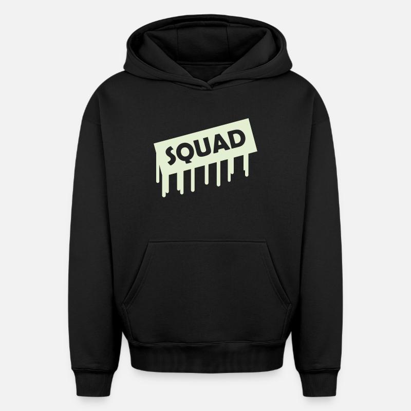 Escouade - Sweat à capuche unisexe oversize épais SPREAD - noir