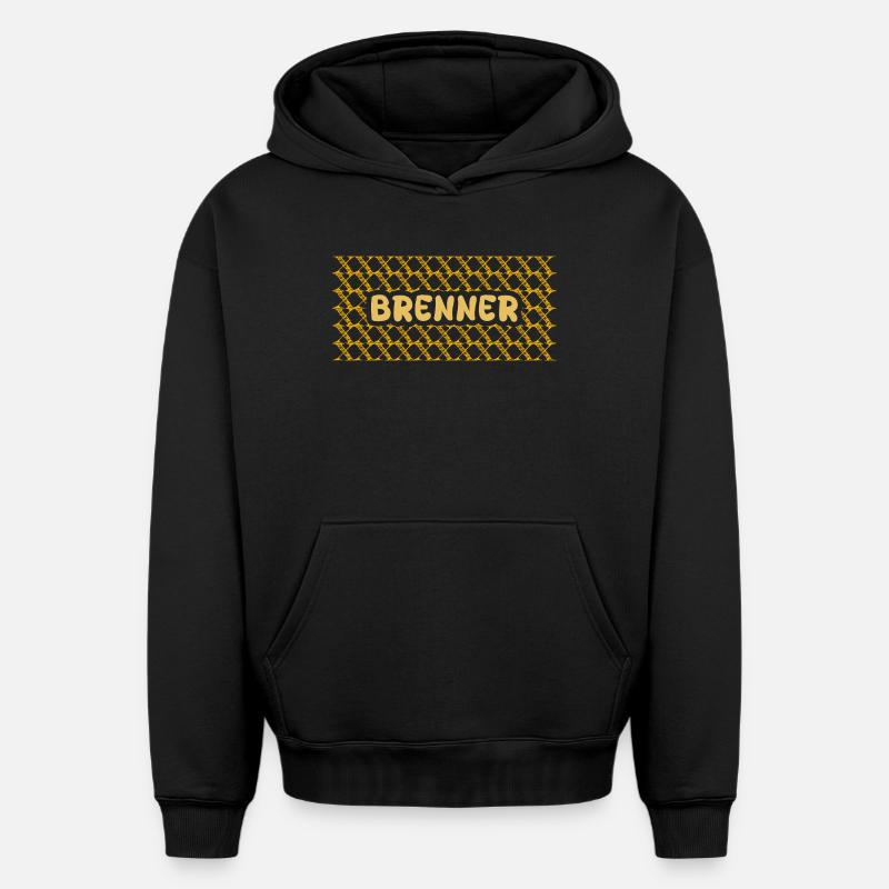 Burner Yellow Net Pattern - Oversized Heavyweight Unisex Hoodie - black