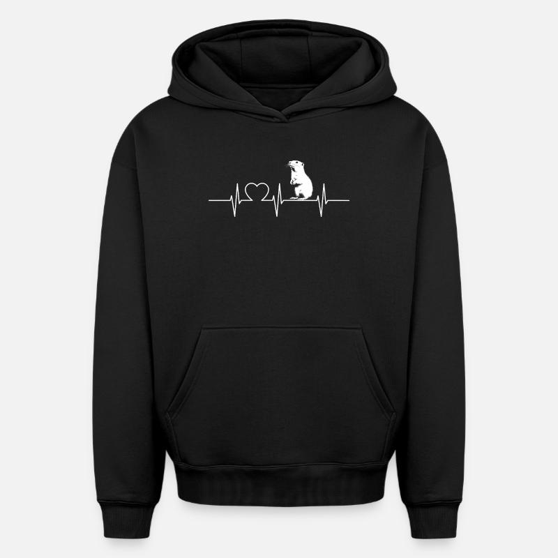 Marmottes Marmotte - Sweat à capuche unisexe oversize épais SPREAD - noir