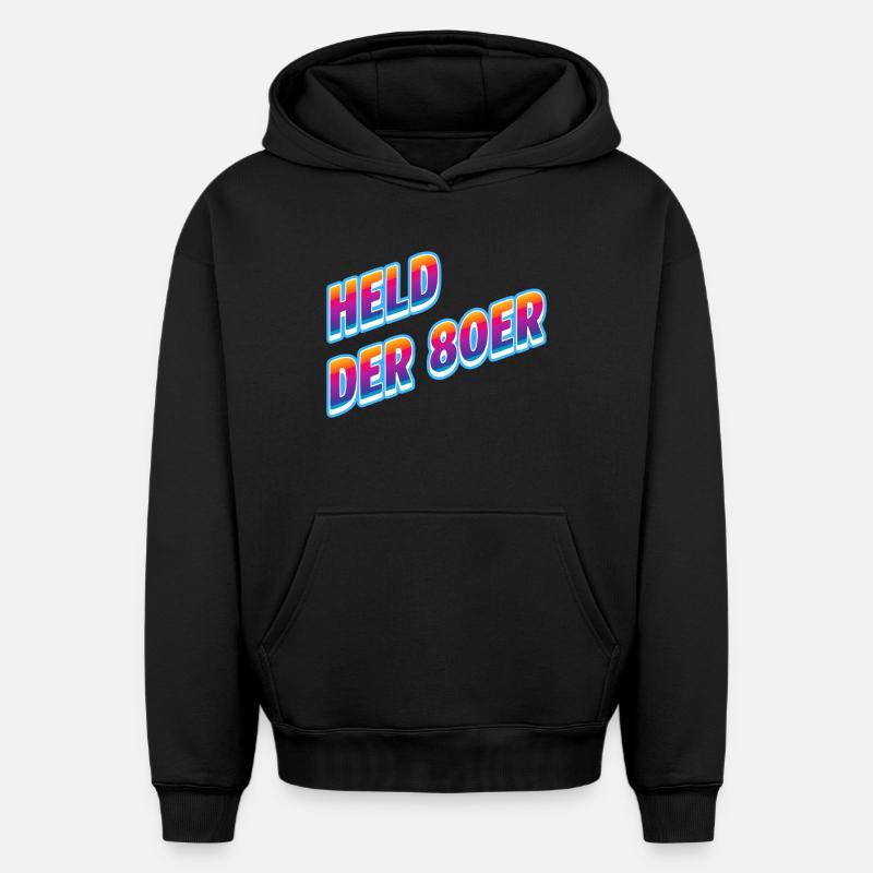 Héros des années 80 Néon rétro - Sweat à capuche unisexe oversize épais SPREAD - noir
