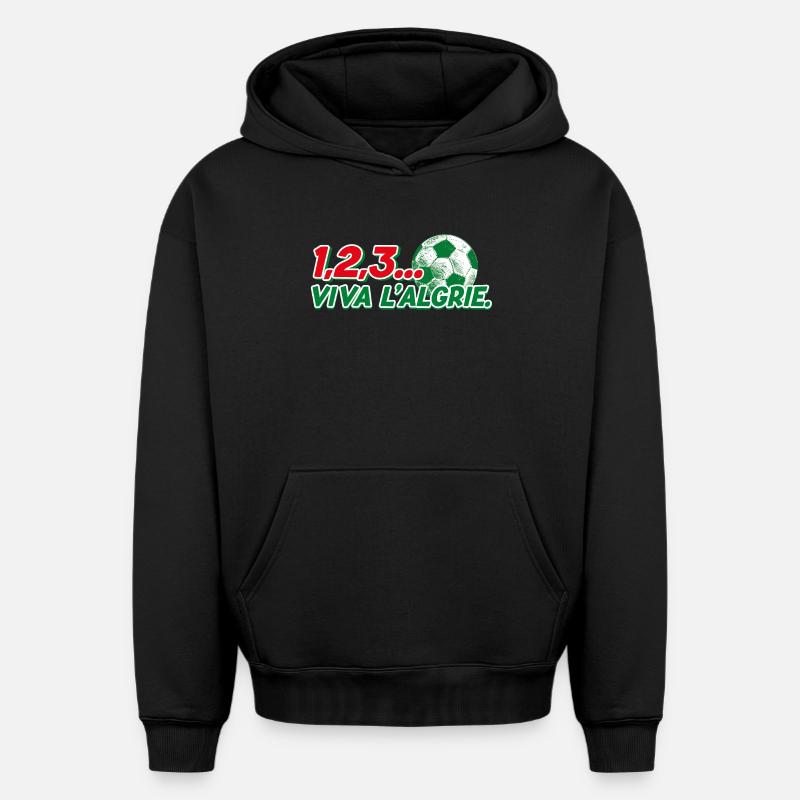 123 viva l'Algérie - Sweat à capuche unisexe oversize épais SPREAD - noir