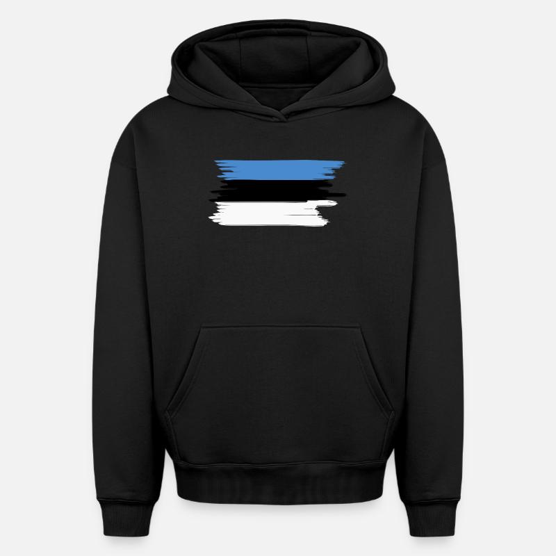 Drapeau estonien - Sweat à capuche unisexe oversize épais SPREAD - noir
