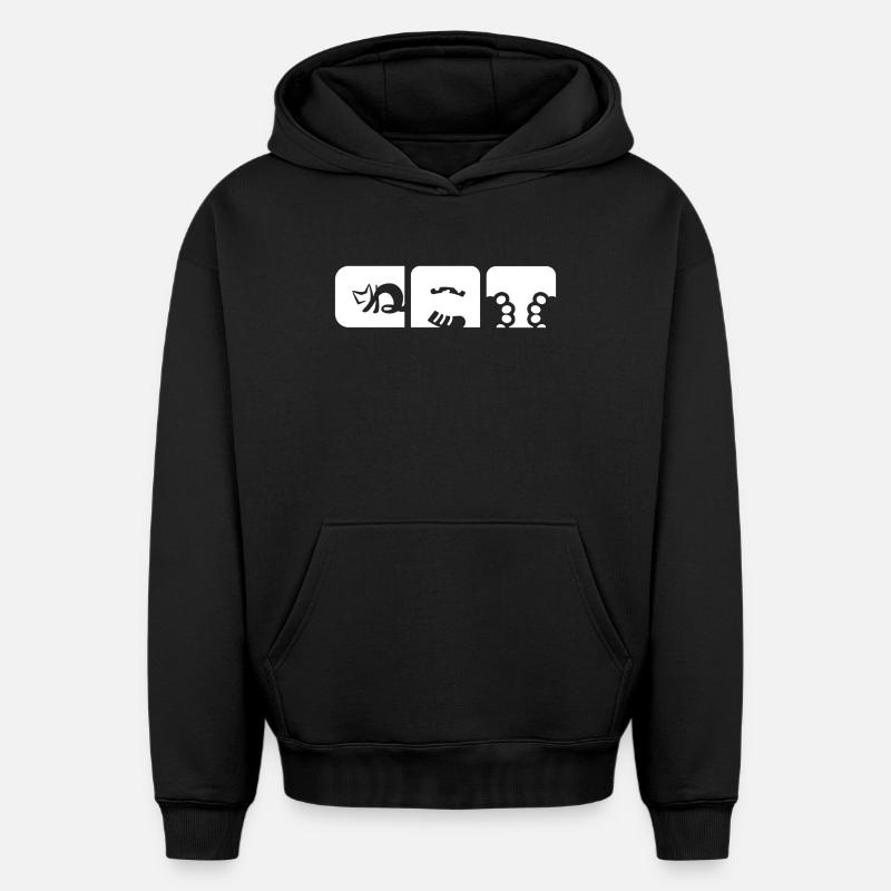 Le chat et les Japonais - Sweat à capuche unisexe oversize épais SPREAD - noir