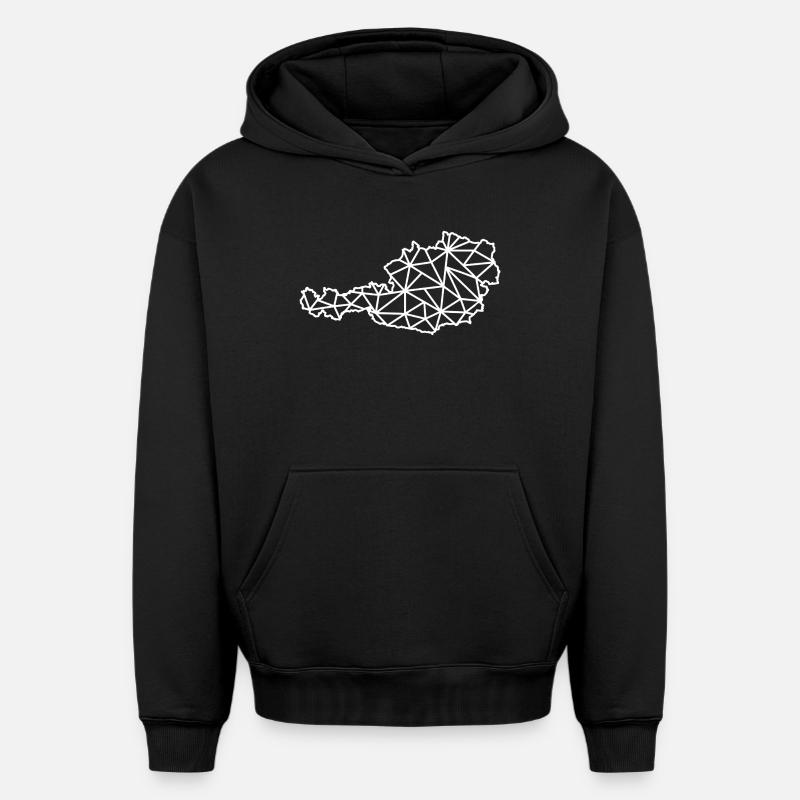 Austria Geo - Sweat à capuche unisexe oversize épais SPREAD - noir