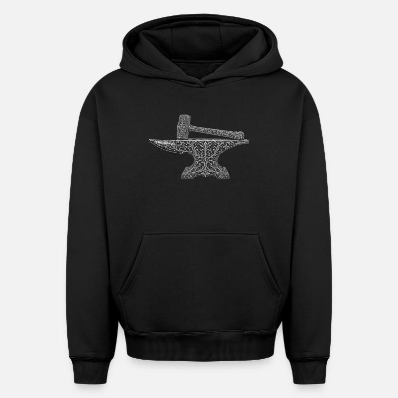 forgeron - Sweat à capuche unisexe oversize épais SPREAD - noir