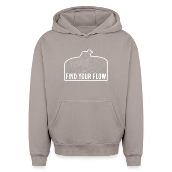 Cycliste de VTT Électrique Trouvez votre dessin de ligne Flow - Sweat à capuche unisexe oversize épais SPREAD - taupe - Devant - AI Model Female 172 light (172cm) & AI Model Male 185 light (185cm)