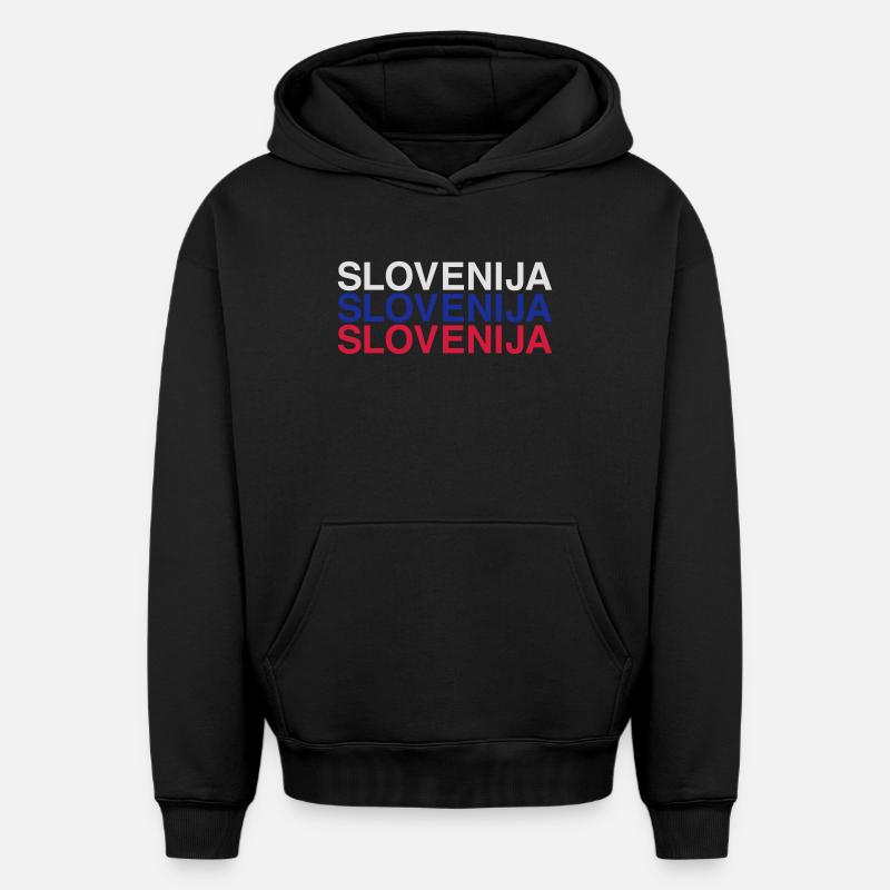 SLOVÉNIE Slovénie Drapeau slovène - Sweat à capuche unisexe oversize épais SPREAD - noir