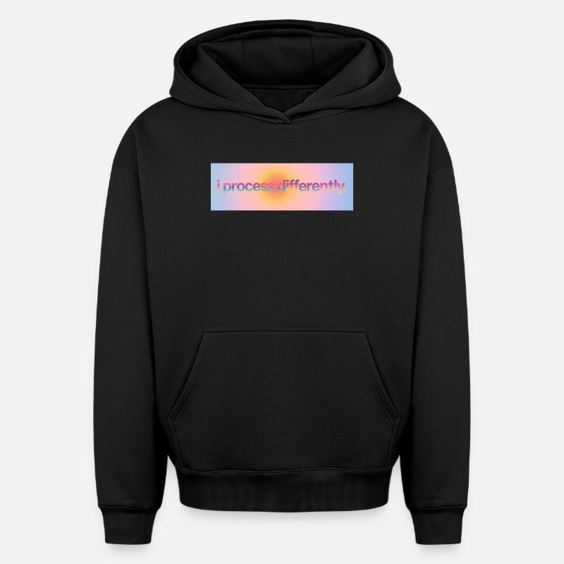 Je traite différemment - Sweat à capuche unisexe oversize épais SPREAD - noir