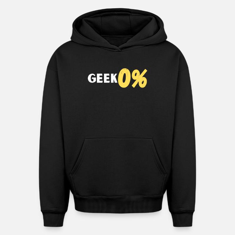 Geek 0% - Sweat à capuche unisexe oversize épais SPREAD - noir