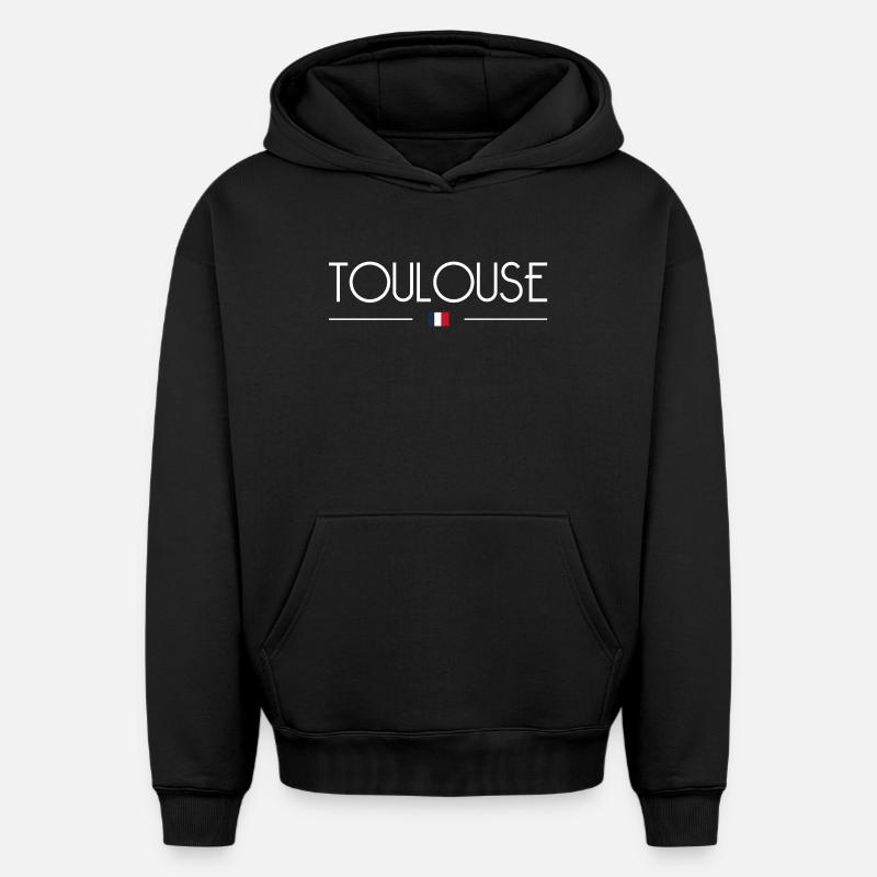 Toulouse - Sweat à capuche unisexe oversize épais SPREAD - noir