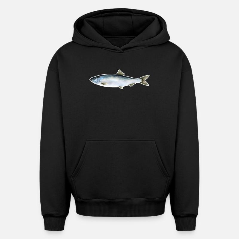 Hareng.1 - Sweat à capuche unisexe oversize épais SPREAD - noir