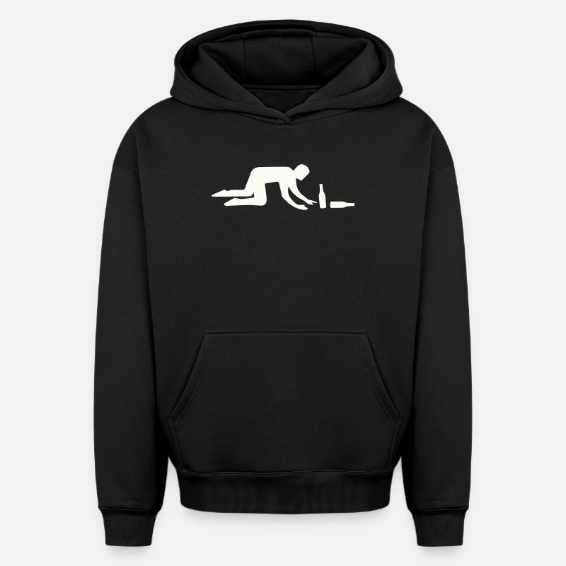 Silhouette d’ivrogne avec bouteille - Sweat à capuche unisexe oversize épais SPREAD - noir