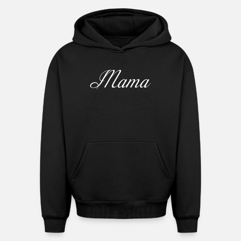 Mama Script Élégance - Sweat à capuche unisexe oversize épais SPREAD - noir