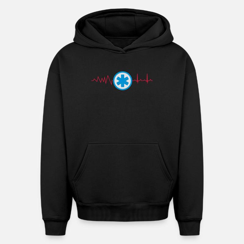 Icône uniforme de service ambulance - Sweat à capuche unisexe oversize épais SPREAD - noir
