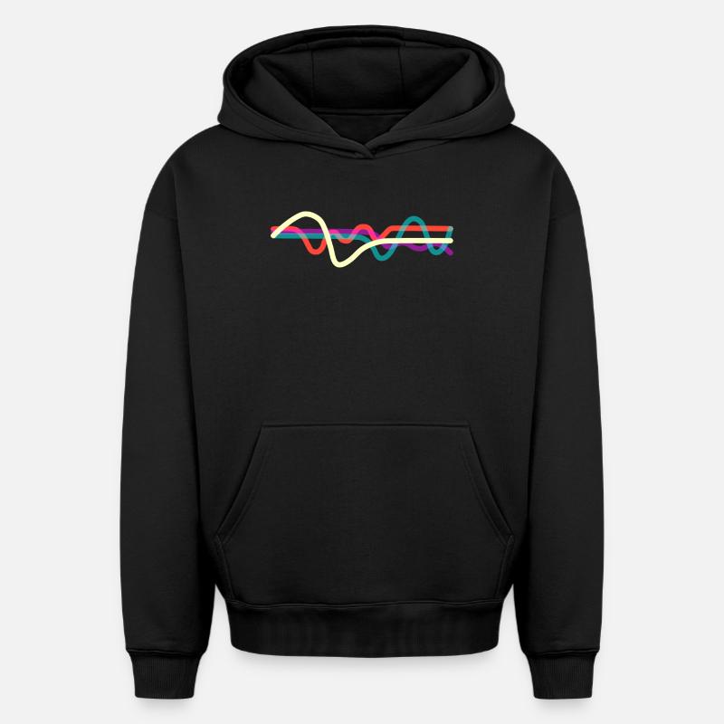 Lignes - Sweat à capuche unisexe oversize épais SPREAD - noir