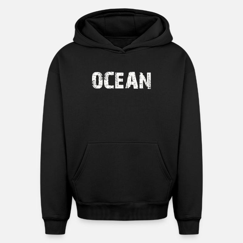 OCÉAN - Sweat à capuche unisexe oversize épais SPREAD - noir