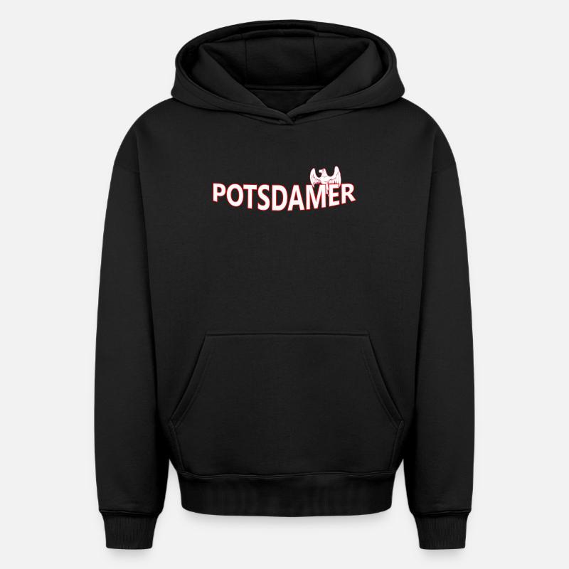 POTSDAMer - Sweat à capuche unisexe oversize épais SPREAD - noir