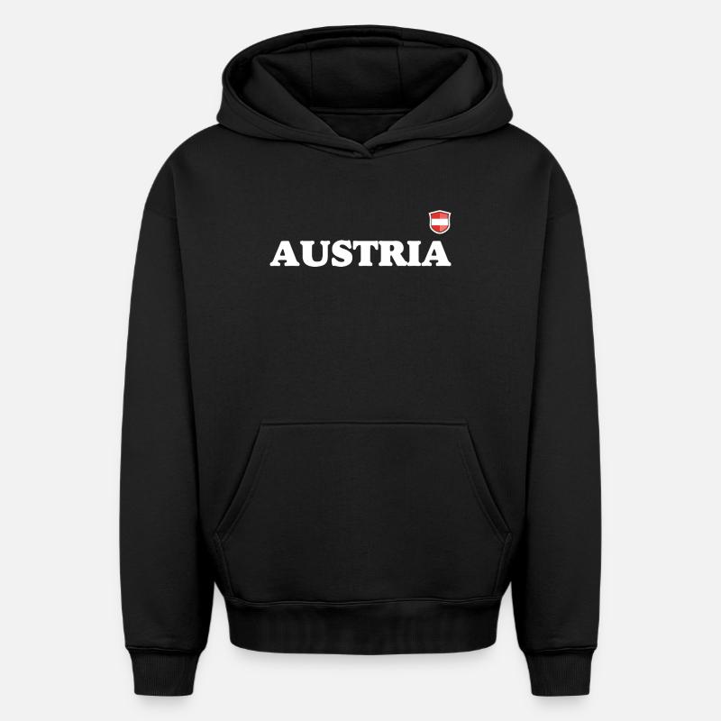 Autriche - Sweat à capuche unisexe oversize épais SPREAD - noir