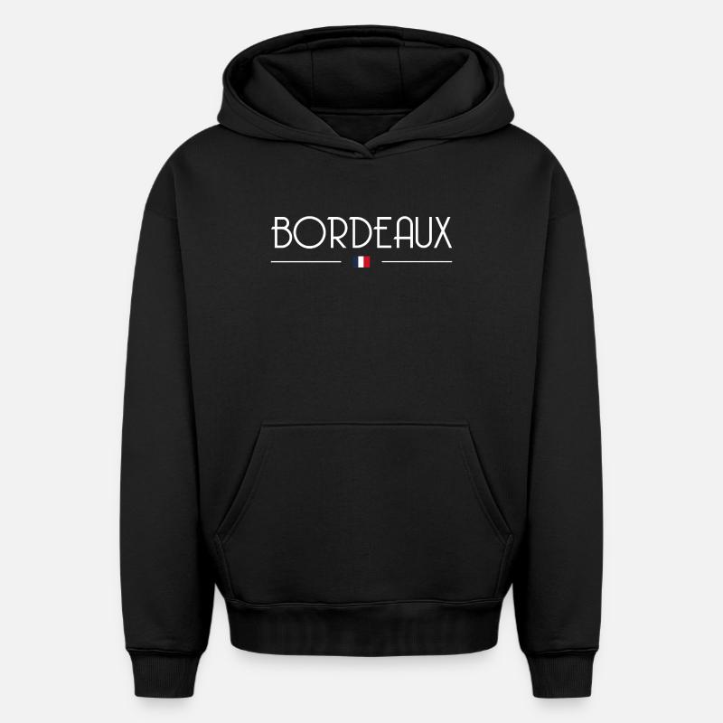 Bordeaux - Sweat à capuche unisexe oversize épais SPREAD - noir
