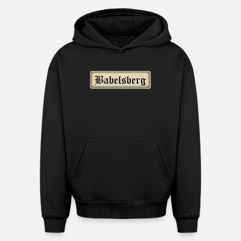 Babelsberg - Sweat à capuche unisexe oversize épais SPREAD - noir