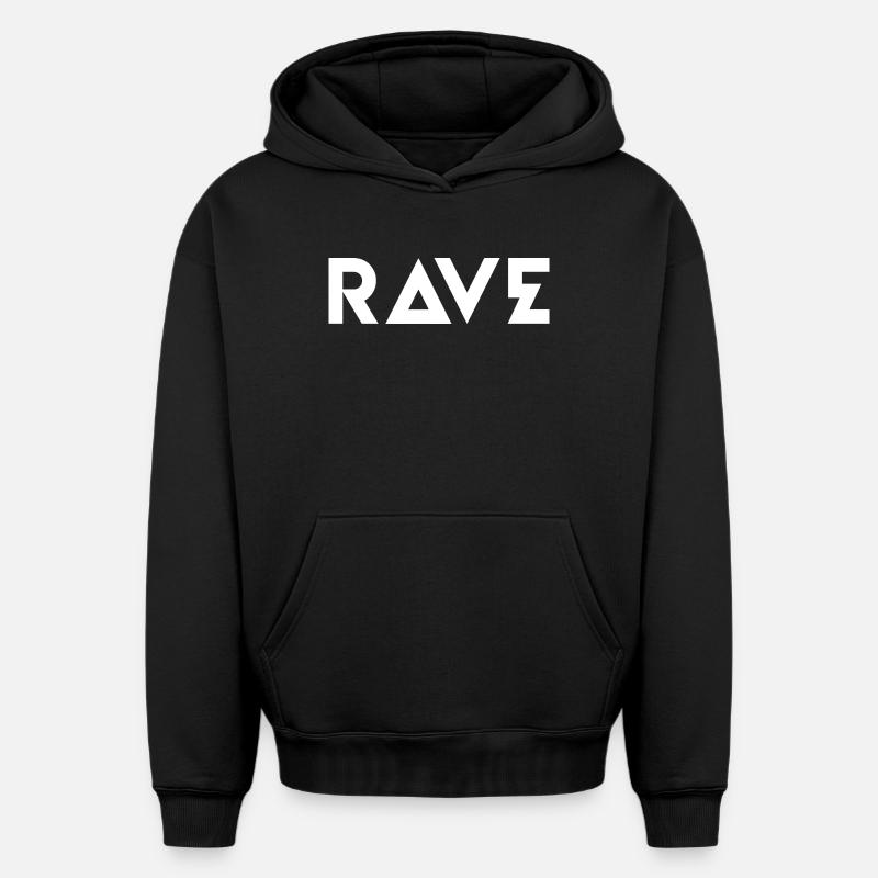 RAVE Geometric Bold Logo - Sweat à capuche unisexe oversize épais SPREAD - noir
