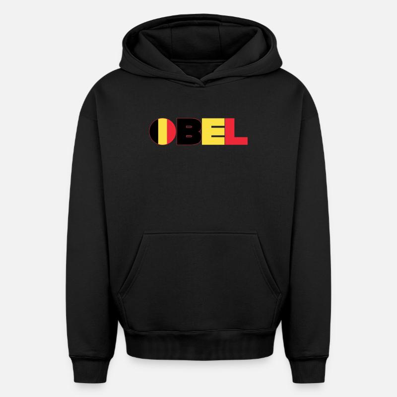 Belgique - Sweat à capuche unisexe oversize épais SPREAD - noir