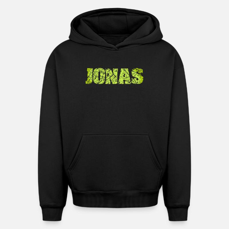 Nom : Jonas - Sweat à capuche unisexe oversize épais SPREAD - noir