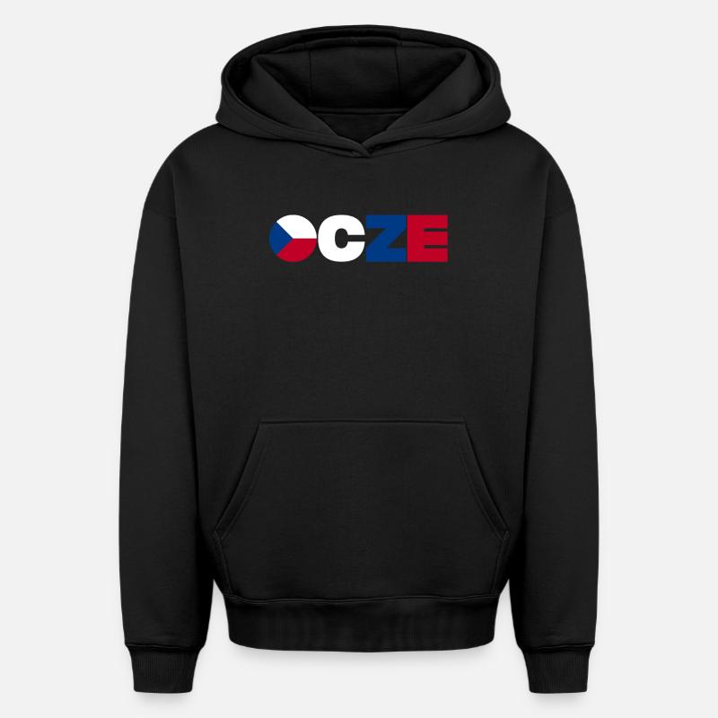 République tchèque - Sweat à capuche unisexe oversize épais SPREAD - noir