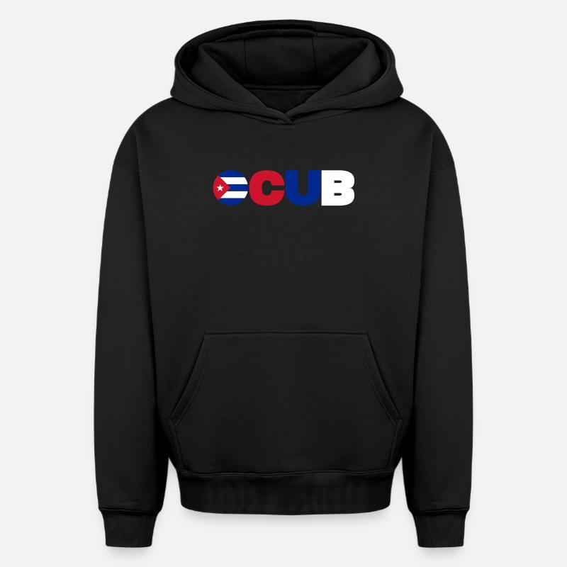 Cuba - Sweat à capuche unisexe oversize épais SPREAD - noir