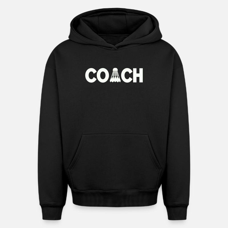 Entraîneur de badminton - Sweat à capuche unisexe oversize épais SPREAD - noir