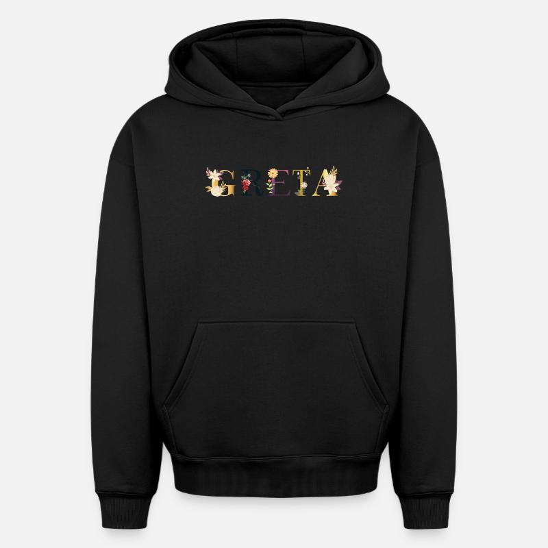 Greta - Sweat à capuche unisexe oversize épais SPREAD - noir