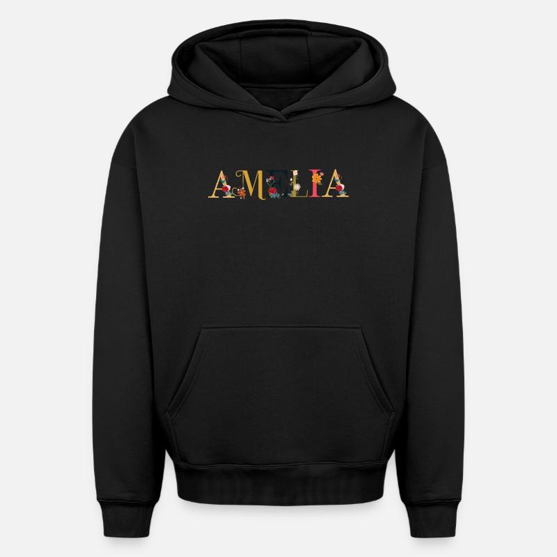 Amelia - Sweat à capuche unisexe oversize épais SPREAD - noir