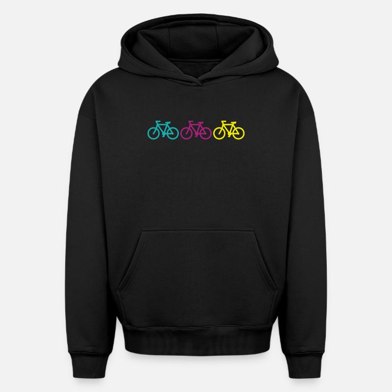 three bikes - Sweat à capuche unisexe oversize épais SPREAD - noir