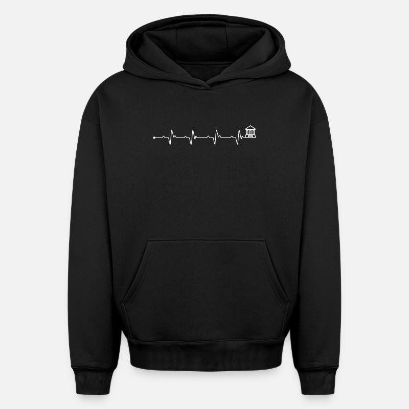 Heartbeat Athènes - Sweat à capuche unisexe oversize épais SPREAD - noir