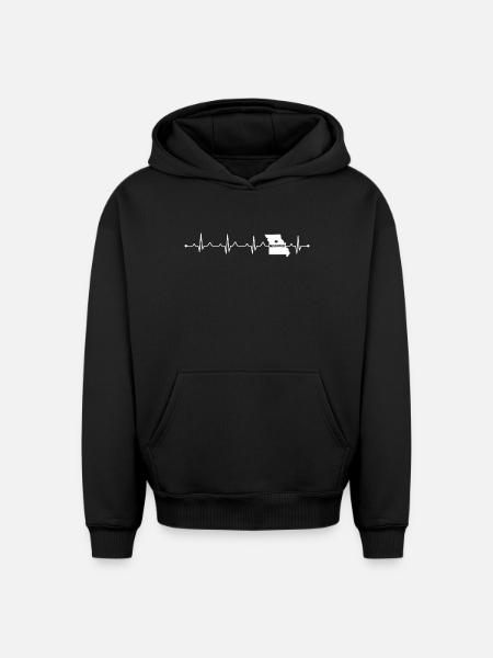 Missouri State Map Camo Silhouette Design - Oversized Heavyweight Unisex Hoodie - black