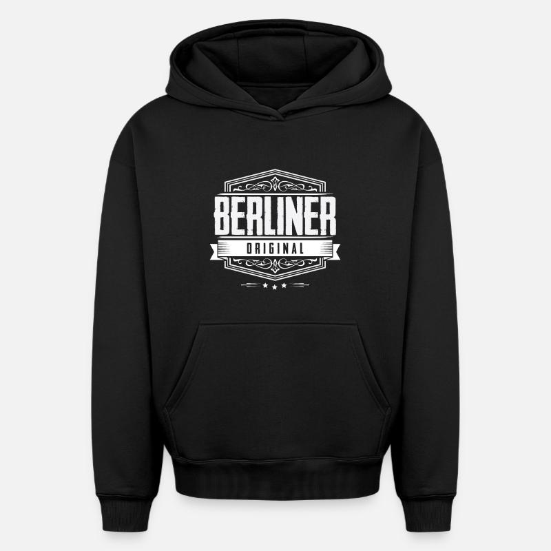 Berliner Original - Berlin - Sweat à capuche unisexe oversize épais SPREAD - noir
