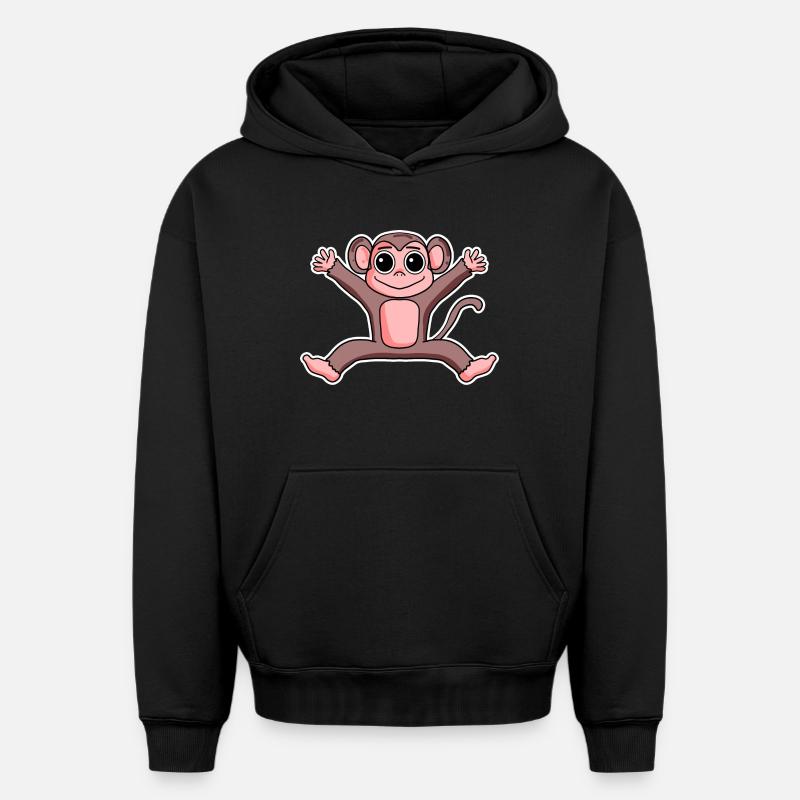 Singe - Sweat à capuche unisexe oversize épais SPREAD - noir