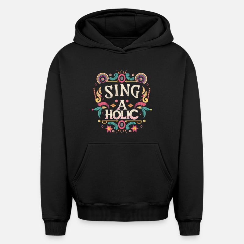 Accro de la chanson - Sweat à capuche unisexe oversize épais SPREAD - noir