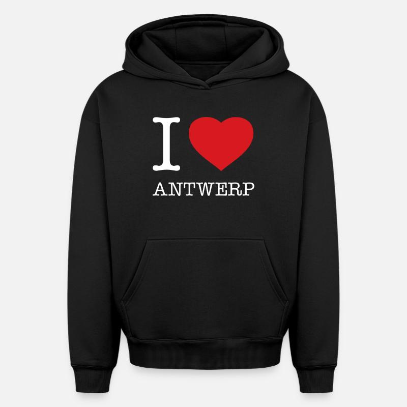 J’ADORE ANVERS - Sweat à capuche unisexe oversize épais SPREAD - noir