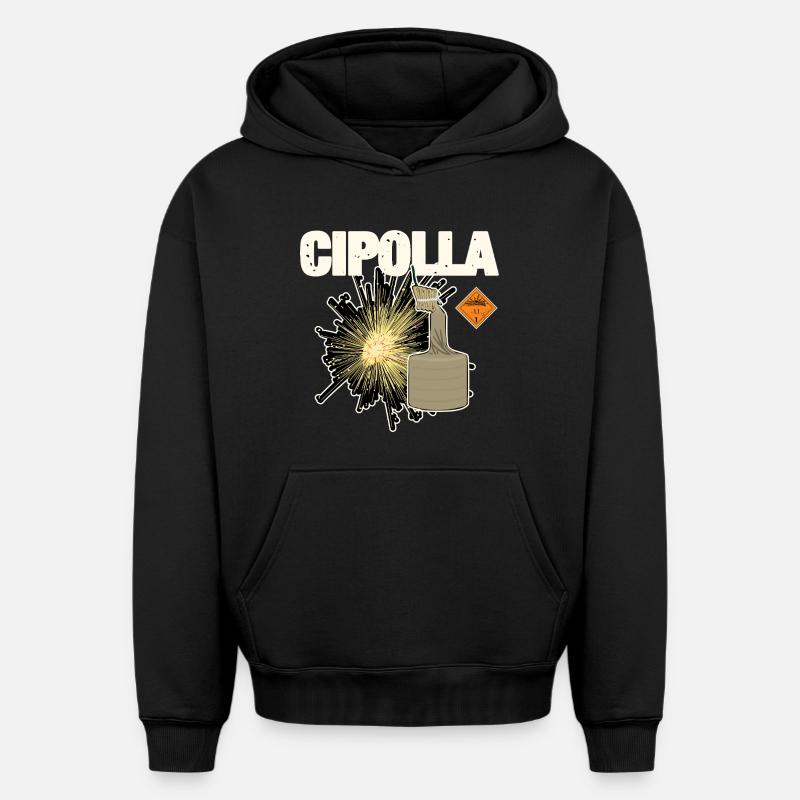 Cipolla Pyro - Sweat à capuche unisexe oversize épais SPREAD - noir